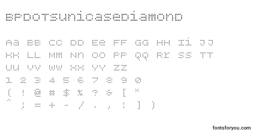 Шрифт Bpdotsunicasediamond – алфавит, цифры, специальные символы