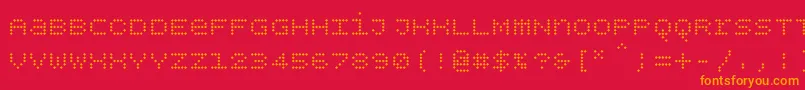 Bpdotsunicasediamond-Schriftart – Orangefarbene Schriften auf rotem Hintergrund