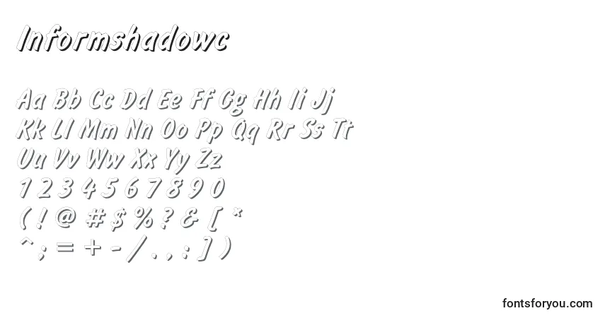 Czcionka Informshadowc – alfabet, cyfry, specjalne znaki