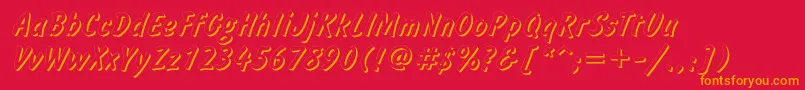 フォントInformshadowc – 赤い背景にオレンジの文字