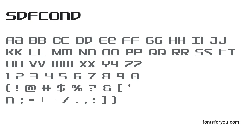 A fonte Sdfcond – alfabeto, números, caracteres especiais