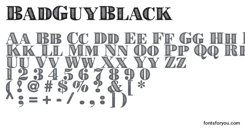 Шрифт BadGuyBlack – алфавит, цифры, специальные символы