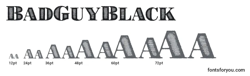 Размеры шрифта BadGuyBlack