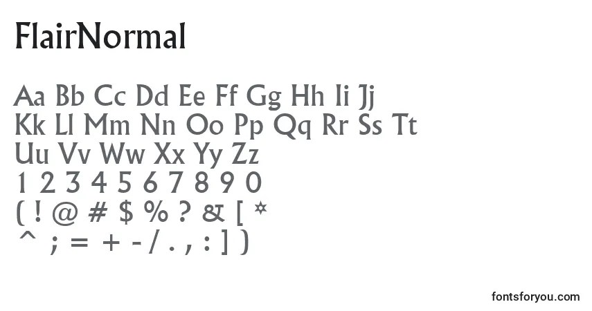 A fonte FlairNormal – alfabeto, números, caracteres especiais