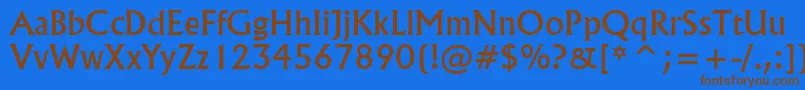 フォントFlairNormal – 茶色の文字が青い背景にあります。