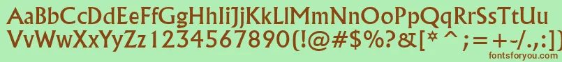 FlairNormal-Schriftart – Braune Schriften auf grünem Hintergrund