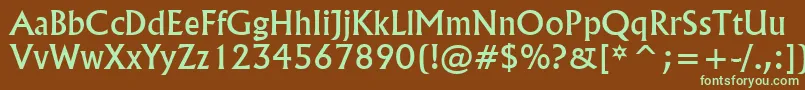 フォントFlairNormal – 緑色の文字が茶色の背景にあります。