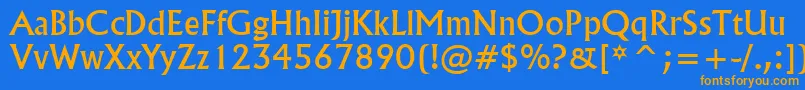 フォントFlairNormal – オレンジ色の文字が青い背景にあります。