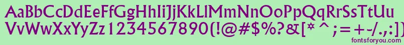 FlairNormal-Schriftart – Violette Schriften auf grünem Hintergrund