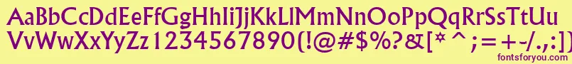 FlairNormal-fontti – violetit fontit keltaisella taustalla