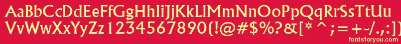 FlairNormal-Schriftart – Gelbe Schriften auf rotem Hintergrund