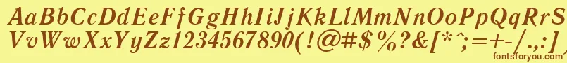 Czcionka LiteraturnayaBoldItalic.001.001 – brązowe czcionki na żółtym tle