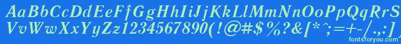 LiteraturnayaBoldItalic.001.001 Font – Green Fonts on Blue Background