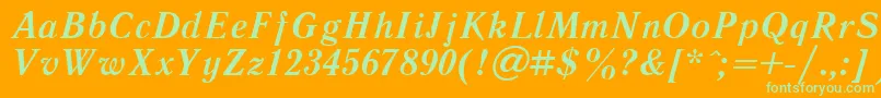 Шрифт LiteraturnayaBoldItalic.001.001 – зелёные шрифты на оранжевом фоне