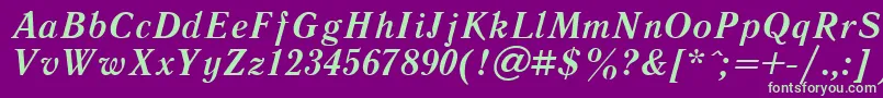 フォントLiteraturnayaBoldItalic.001.001 – 紫の背景に緑のフォント