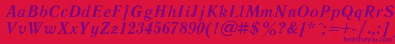 LiteraturnayaBoldItalic.001.001-Schriftart – Violette Schriften auf rotem Hintergrund
