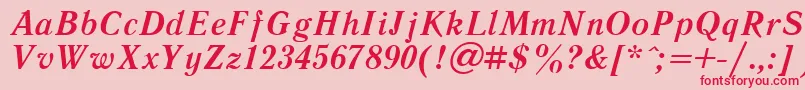 Czcionka LiteraturnayaBoldItalic.001.001 – czerwone czcionki na różowym tle