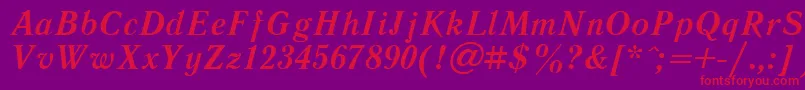 Czcionka LiteraturnayaBoldItalic.001.001 – czerwone czcionki na fioletowym tle