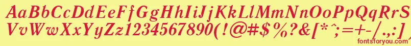 Police LiteraturnayaBoldItalic.001.001 – polices rouges sur fond jaune