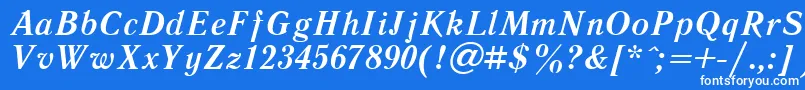 Czcionka LiteraturnayaBoldItalic.001.001 – białe czcionki na niebieskim tle