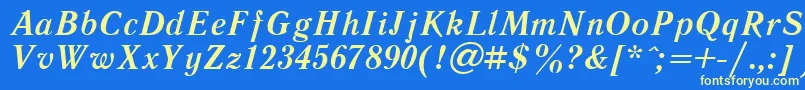 LiteraturnayaBoldItalic.001.001 Font – Yellow Fonts on Blue Background