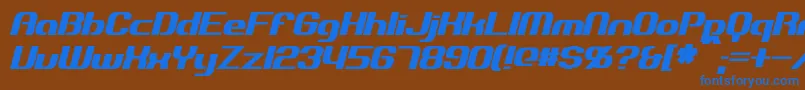 フォントExplorienItalic – 茶色の背景に青い文字