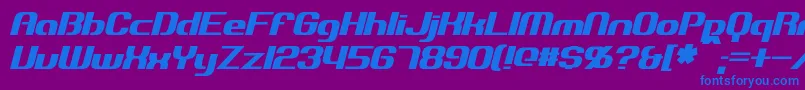 ExplorienItalic-fontti – siniset fontit violetilla taustalla