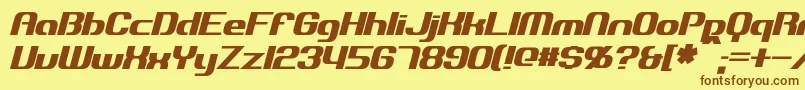 フォントExplorienItalic – 茶色の文字が黄色の背景にあります。