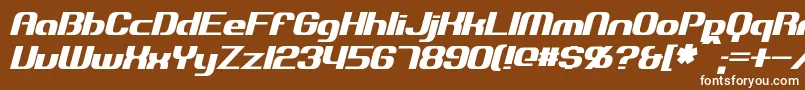 ExplorienItalic-fontti – valkoiset fontit ruskealla taustalla