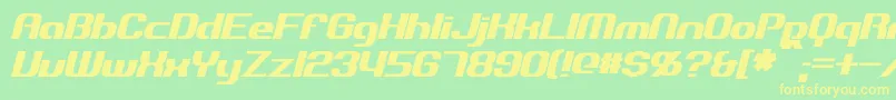 ExplorienItalic-fontti – keltaiset fontit vihreällä taustalla