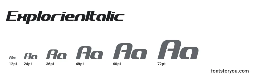 Размеры шрифта ExplorienItalic