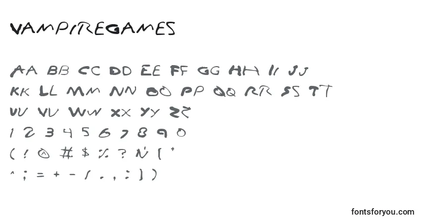 Fuente VampireGames - alfabeto, números, caracteres especiales