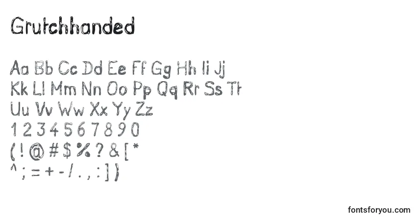 Schriftart Grutchhanded – Alphabet, Zahlen, spezielle Symbole