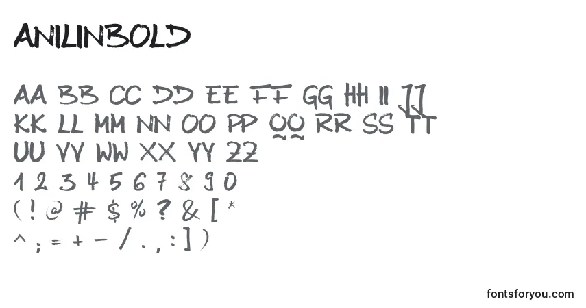 Czcionka AnilinBold – alfabet, cyfry, specjalne znaki