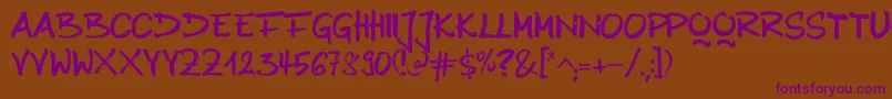 AnilinBold-Schriftart – Violette Schriften auf braunem Hintergrund