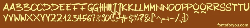 AnilinBold-fontti – keltaiset fontit ruskealla taustalla
