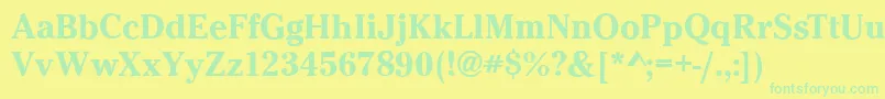 フォントCheltenhamBold – 黄色い背景に緑の文字