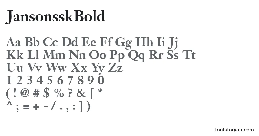 A fonte JansonsskBold – alfabeto, números, caracteres especiais