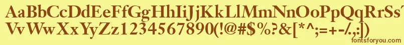 フォントJansonsskBold – 茶色の文字が黄色の背景にあります。