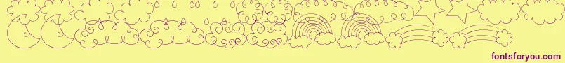 MtfSweetSkyDings Font – Purple Fonts on Yellow Background
