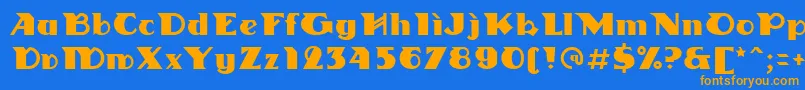 Linotypedharma Font – Orange Fonts on Blue Background