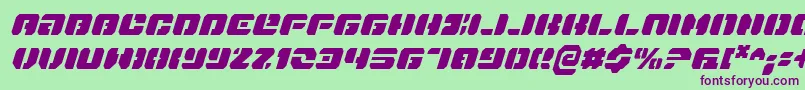 フォントDanstargateci – 緑の背景に紫のフォント