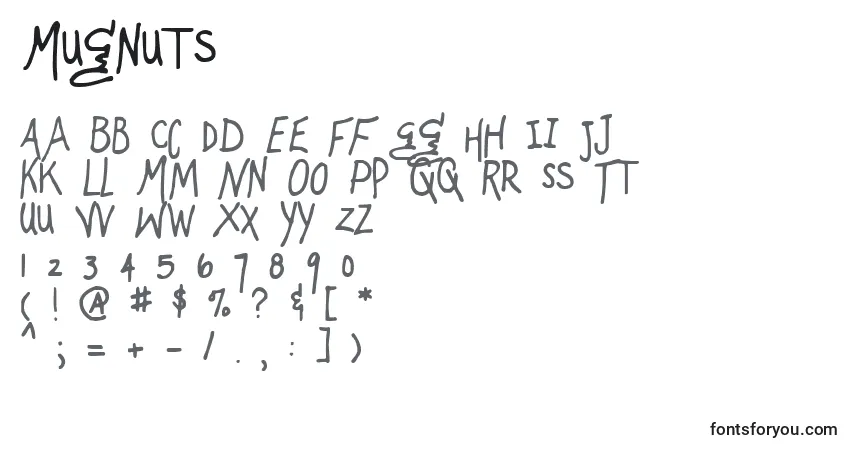 Schriftart Mugnuts – Alphabet, Zahlen, spezielle Symbole