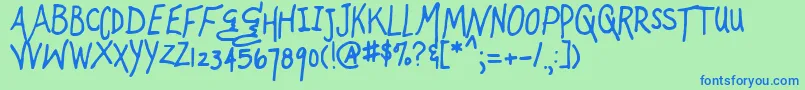 Mugnuts Font – Blue Fonts on Green Background