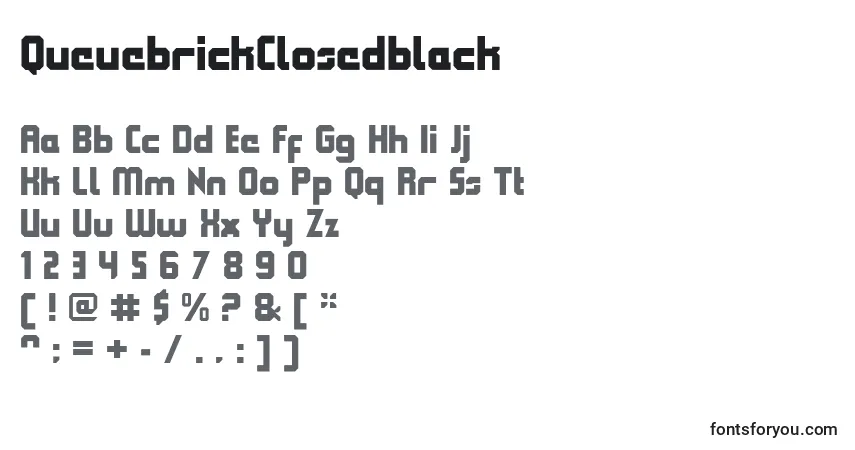 Schriftart QueuebrickClosedblack – Alphabet, Zahlen, spezielle Symbole