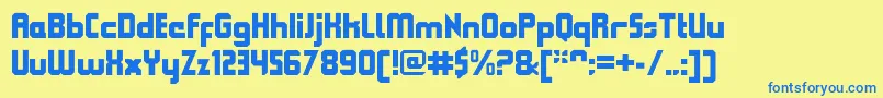 QueuebrickClosedblack Font – Blue Fonts on Yellow Background