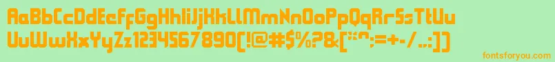 QueuebrickClosedblack Font – Orange Fonts on Green Background