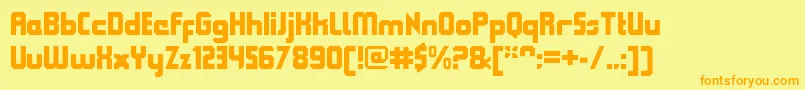 QueuebrickClosedblack Font – Orange Fonts on Yellow Background