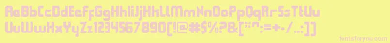 QueuebrickClosedblack Font – Pink Fonts on Yellow Background