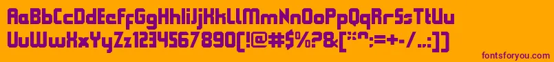 QueuebrickClosedblack Font – Purple Fonts on Orange Background